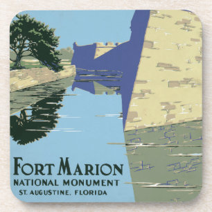 Fort Marionを見せるヴィンテージ旅行ポスター コースター