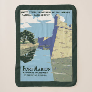 Fort Marionを見せるヴィンテージ旅行ポスター シェルパブランケット