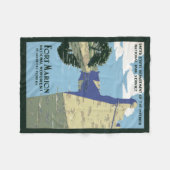 Fort Marionを見せるヴィンテージ旅行ポスター フリースブランケット (正面(横))