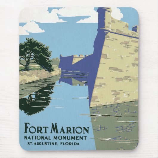 Fort Marionを見せるヴィンテージ旅行ポスター マウスパッド (正面)