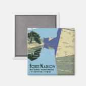 Fort Marionを見せるヴィンテージ旅行ポスター マグネット (正面/裏面)