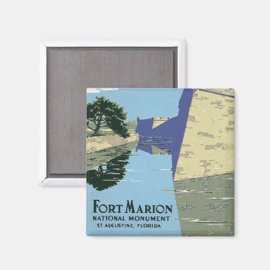 Fort Marionを見せるヴィンテージ旅行ポスター マグネット (正面/裏面)