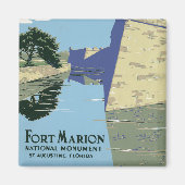 Fort Marionを見せるヴィンテージ旅行ポスター マグネット (正面)