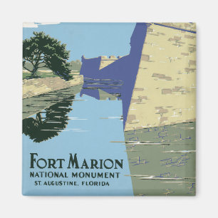 Fort Marionを見せるヴィンテージ旅行ポスター マグネット