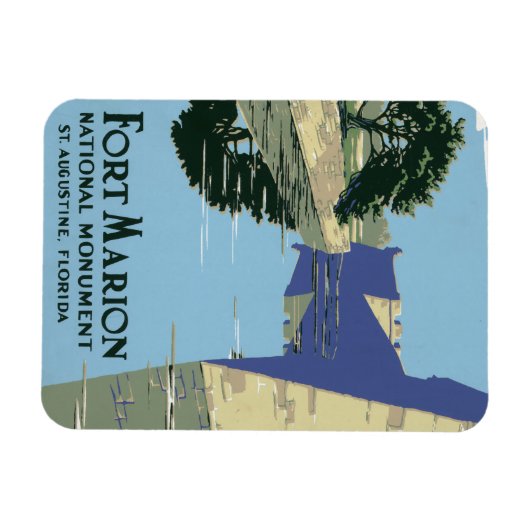 Fort Marionを見せるヴィンテージ旅行ポスター マグネット (横)