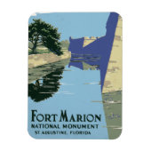Fort Marionを見せるヴィンテージ旅行ポスター マグネット (縦)