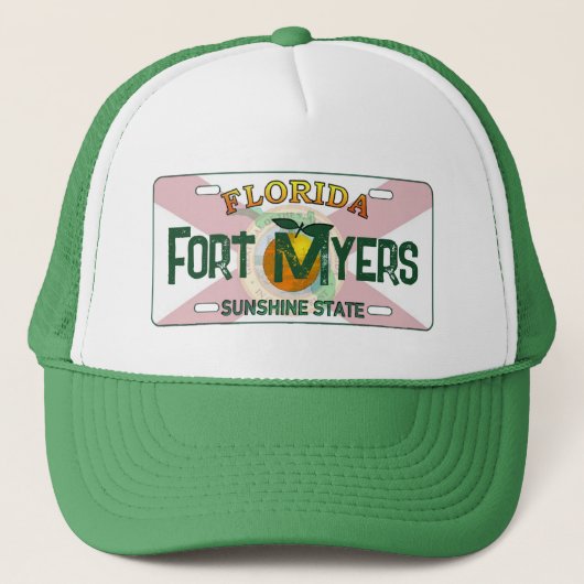 Fort Myers Florida flag license plate hat キャップ (正面)