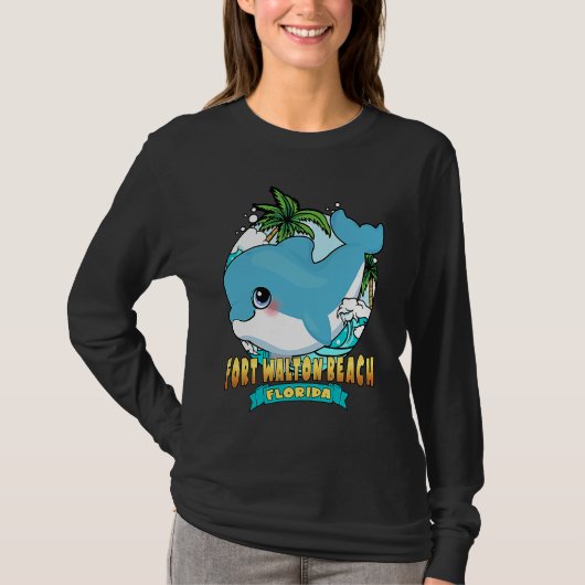 FORT WALTON BEACH FLORIDA Cute Baby Dolphin Beach  Tシャツ (正面)