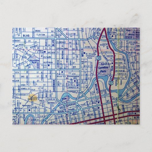 FORT WAYNE, INヴィンテージマップ葉書 ポストカード (正面)