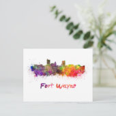 Fort Wayne skyline in watercolor ポストカード (スタンド正面)