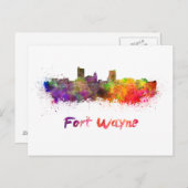 Fort Wayne skyline in watercolor ポストカード (正面/裏面)