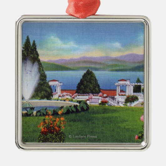Fort Williamヘンリーからの湖の北の眺め メタルオーナメント (正面)
