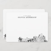 Fort Worthスカイラインスケッチパーソナライズされたノートカード ノートカード (正面/裏面)