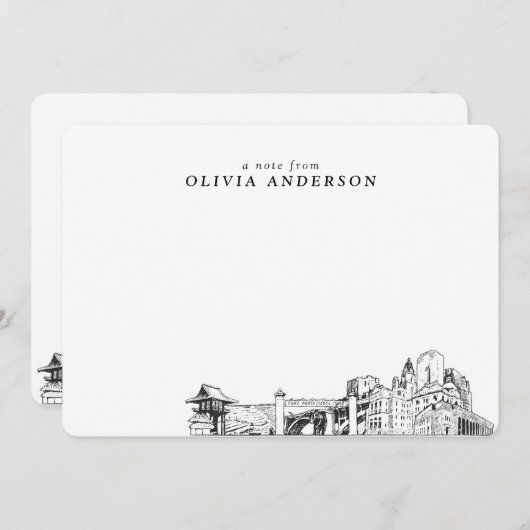Fort Worthスカイラインスケッチパーソナライズされたノートカード ノートカード (正面/裏面)