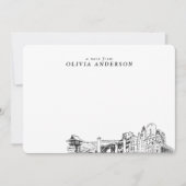 Fort Worthスカイラインスケッチパーソナライズされたノートカード ノートカード (正面)