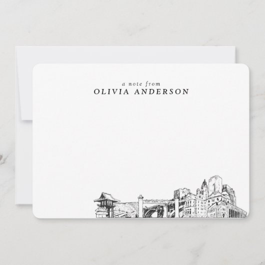 Fort Worthスカイラインスケッチパーソナライズされたノートカード ノートカード (正面)