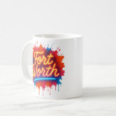 Fort Worth neon street-art splash design コーヒーマグカップ (正面左)