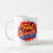 Fort Worth neon street-art splash design コーヒーマグカップ (左)