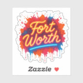 Fort Worth neon street-art splash design シール (シート)