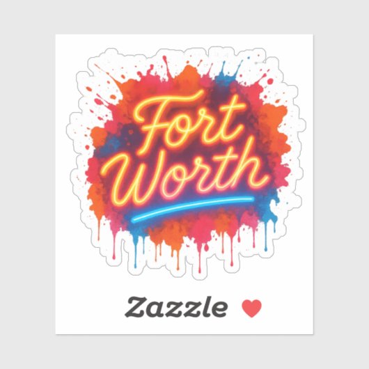 Fort Worth neon street-art splash design シール (シート)