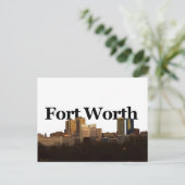 Fort Worth TXスカイラインとFort Worth in the Sky ポストカード (スタンド正面)