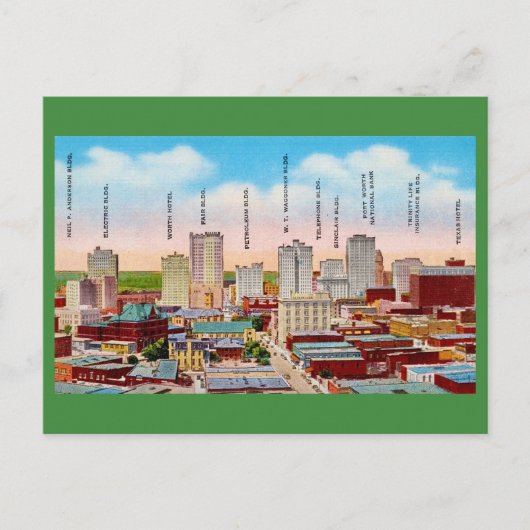 Fort worth TX Downtown Postcard ポストカード (正面)
