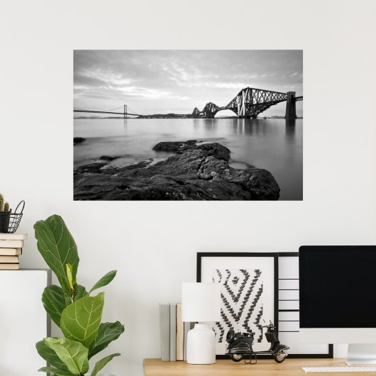 Forth Bridges Black & White ポスター (ホームオフィス)