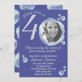 Fortieth Water Bubbles Birthday Party Invitation 招待状 (正面/裏面)