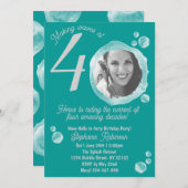 Fortieth Water Bubbles Birthday Party Invitation 招待状 (正面/裏面)