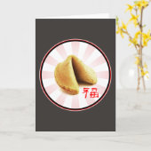 Fortune Cookieの「Luck」ベルトのグリーティングカード(茶色) カード (黄色い花)