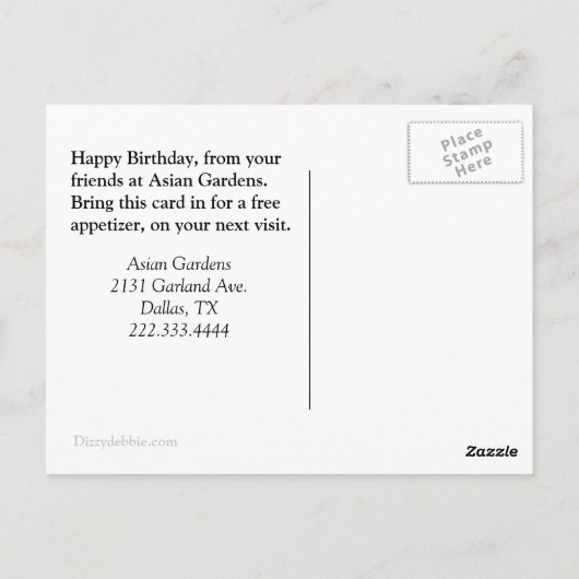 Fortune Cookie誕生日グリーティングポストカード ポストカード (裏面)