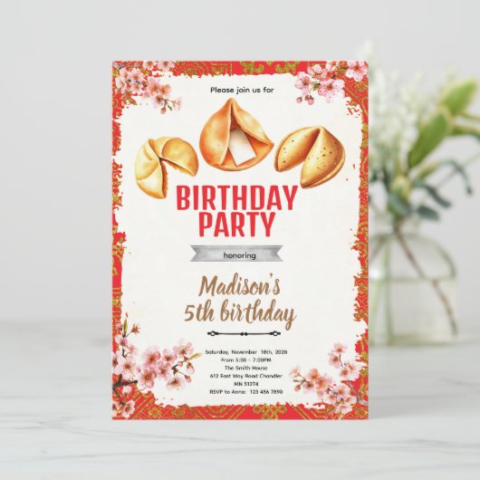 Fortune Cookie Birthday Invitation 招待状 (スタンド正面)