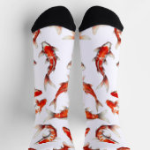 Fortune fish, swimming koi, watercolor ソックス (上部)
