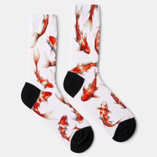 Fortune fish, swimming koi, watercolor ソックス (右)