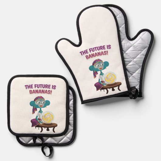 Fortune teller monkey 鍋つかみ&鍋敷きセット (正面/裏面)