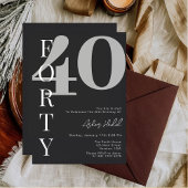 Forty | モダンシルバー&ホワイト40歳の誕生日パーティー 箔招待状
