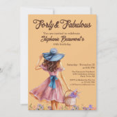 Forty and Fabulous Elegant Woman's 40th Birthday  招待状 (正面)