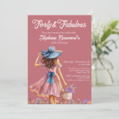 Forty and Fabulous Elegant Woman's 40th Birthday  招待状 (スタンド正面)