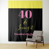 Forty And Loving It 40th Birthday Yellow Black タペストリー (インサイチュ)