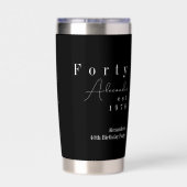 Forty Black and White 40th Birthday Party Favor 保温保冷タンブラー (背面)
