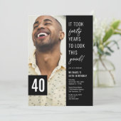 Forty Black & White 40th Birthdayパーティー写真 招待状 (スタンド正面)