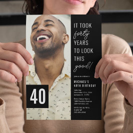 Forty Black & White 40th Birthdayパーティー写真 招待状