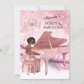 Forty Fabulous Elegant Birthday Pink White Piano  招待状 (正面)