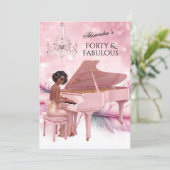 Forty Fabulous Elegant Birthday Pink White Piano  招待状 (スタンド正面)