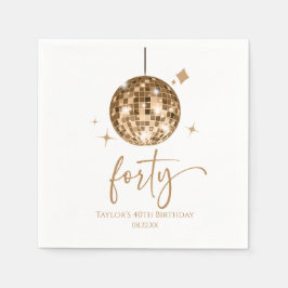 Forty Gold Disco Ball 40th Birthday Party スタンダードカクテルナプキン