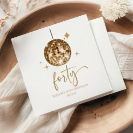 Forty Gold Disco Ball 40th Birthday Party スタンダードカクテルナプキン