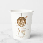Forty Gold Disco Ball 40th Birthday Party 紙コップ (裏面)