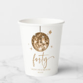 Forty Gold Disco Ball 40th Birthday Party 紙コップ (正面)