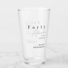 Forty Minimal 40th Birthday Party Favor タンブラーグラス