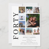Forty Photo Collage 40th Birthday Party Invitation 招待状 (正面)